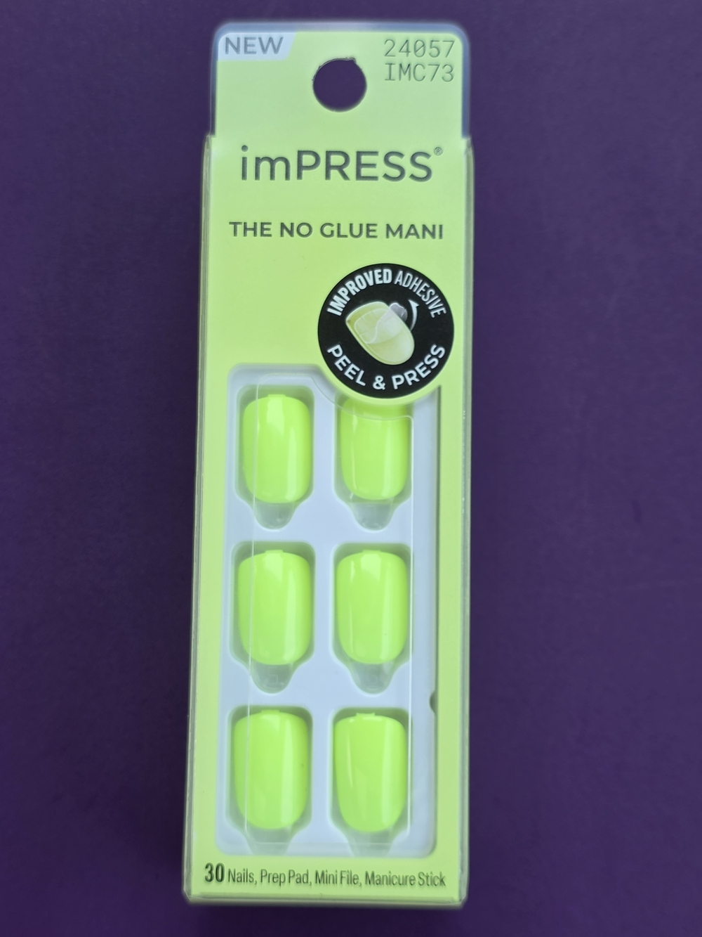 imPRESS Neon Yellow No Glue Press-On Nails - 30 Pack